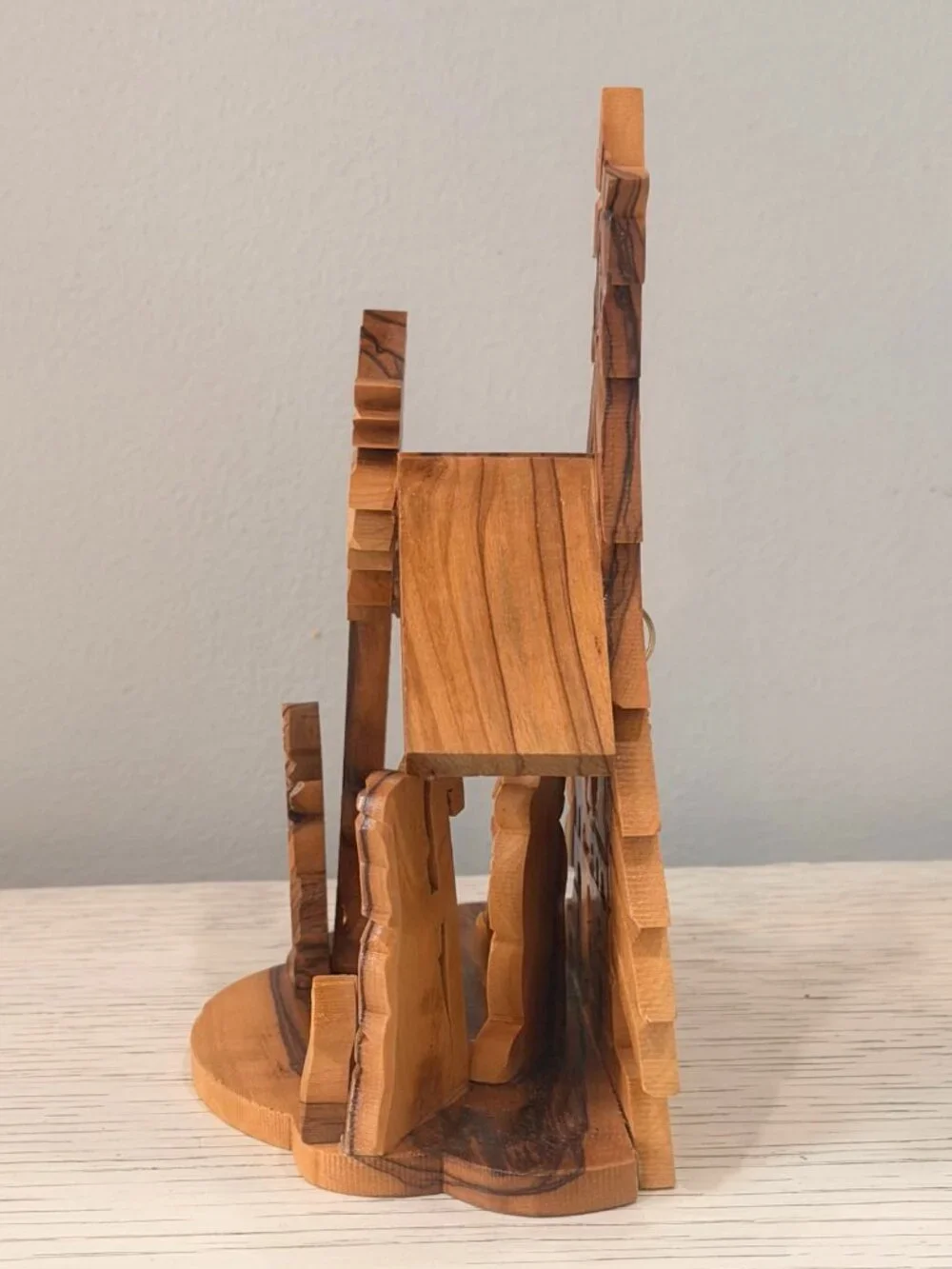 Vintage Olive Wood Nativity Set Handmade Carved in Bethlehem Israel Holy Family